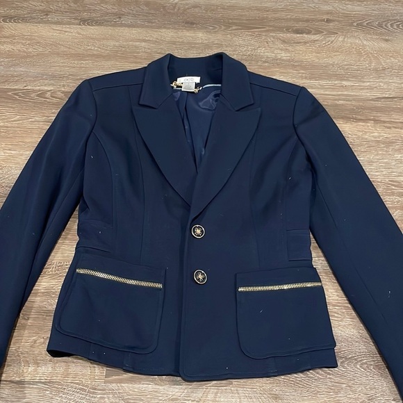 CACHÉ Women’s Dark Blue and Gold Blazer - 2 - Picture 1 of 4